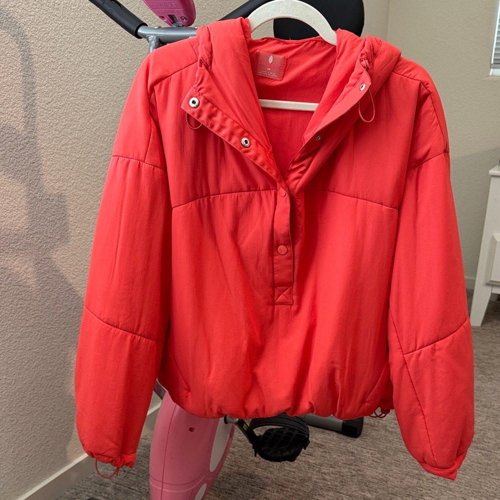 Free People Orange Red Puffer Jacket